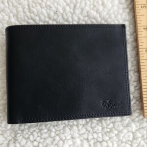 Venice Black Leather Bifold Wallet with Subtle Logo